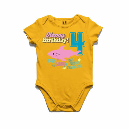 Shark Designed 4th Birthday kids T-shirt/Romper