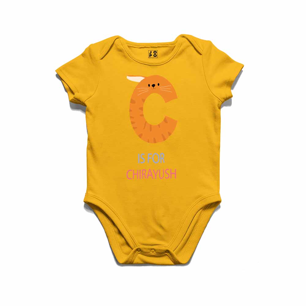 Kid's Alphabet 'C for Chirayush' name Multicolor T-shirt/Romper