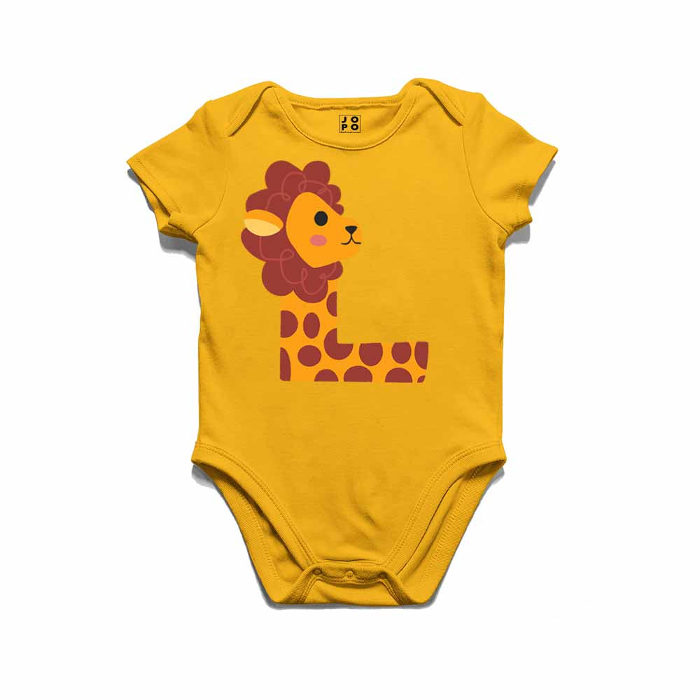 Kid's Alphabet L lion design Multicolor T-shirt/Romper