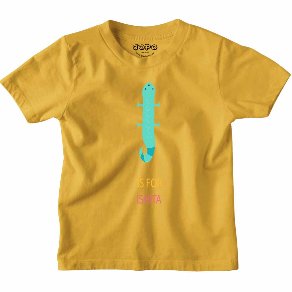 Kid's Alphabet 'I for Ishita' name Multicolor T-shirt/Romper