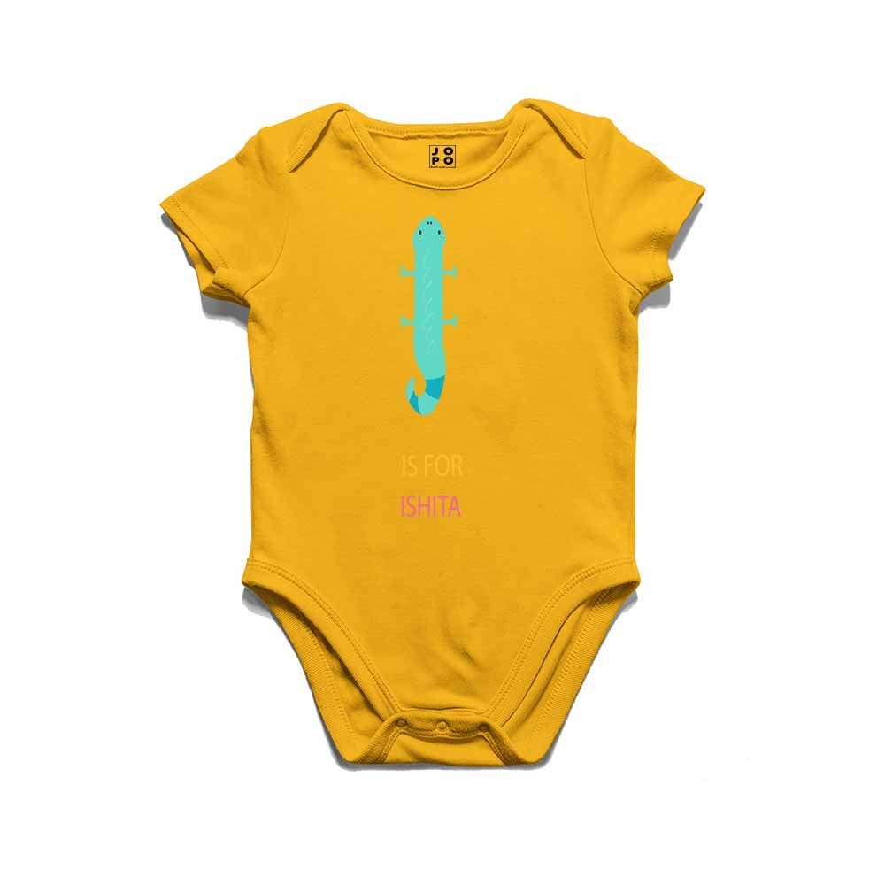 Kid's Alphabet 'I for Ishita' name Multicolor T-shirt/Romper