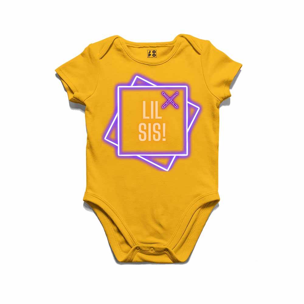 Lil Sis Neon box design Multicolor T-shirt/Romper