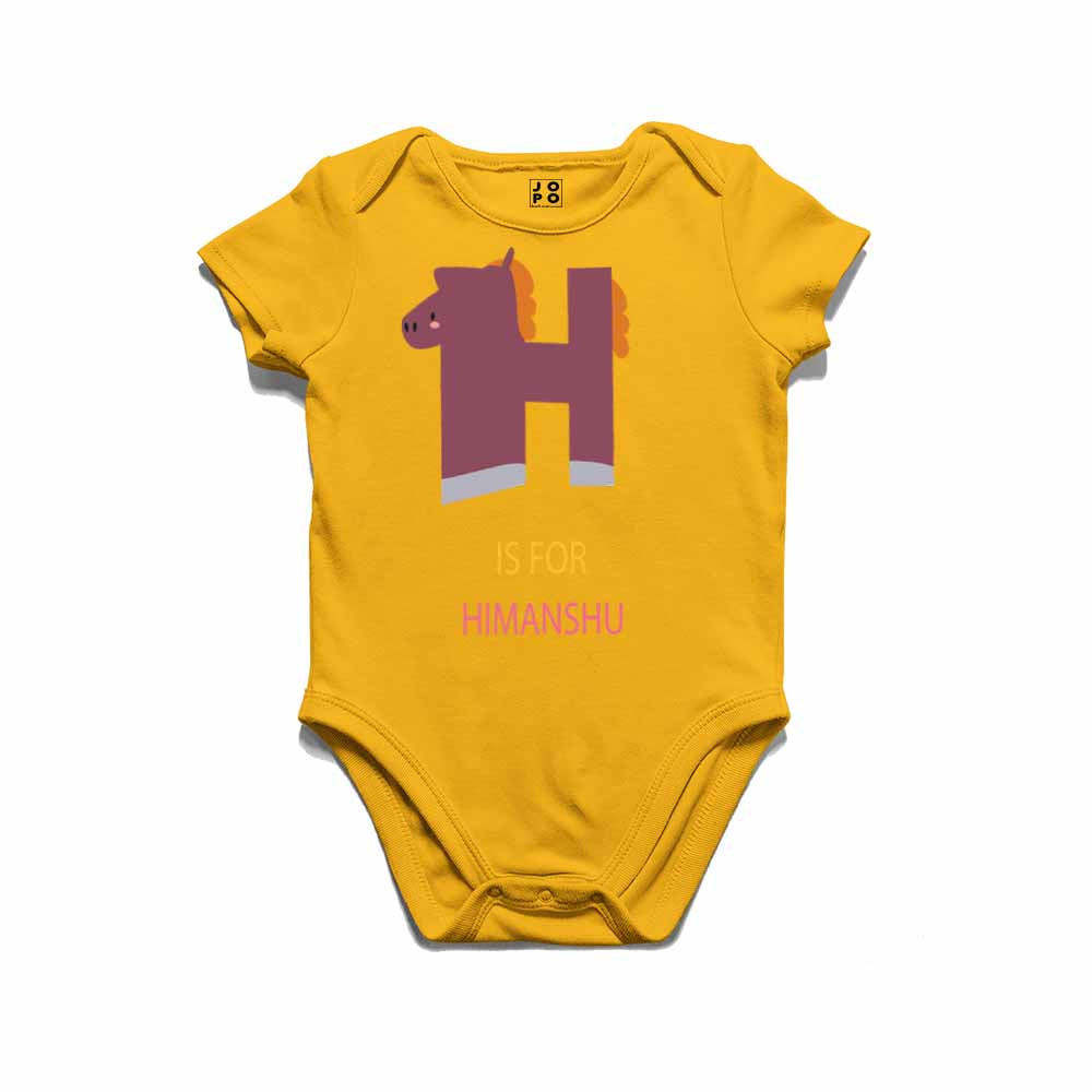 Kid's Alphabet 'H for Himanshu' name Multicolor T-shirt/Romper