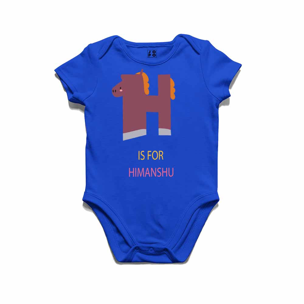 Kid's Alphabet 'H for Himanshu' name Multicolor T-shirt/Romper