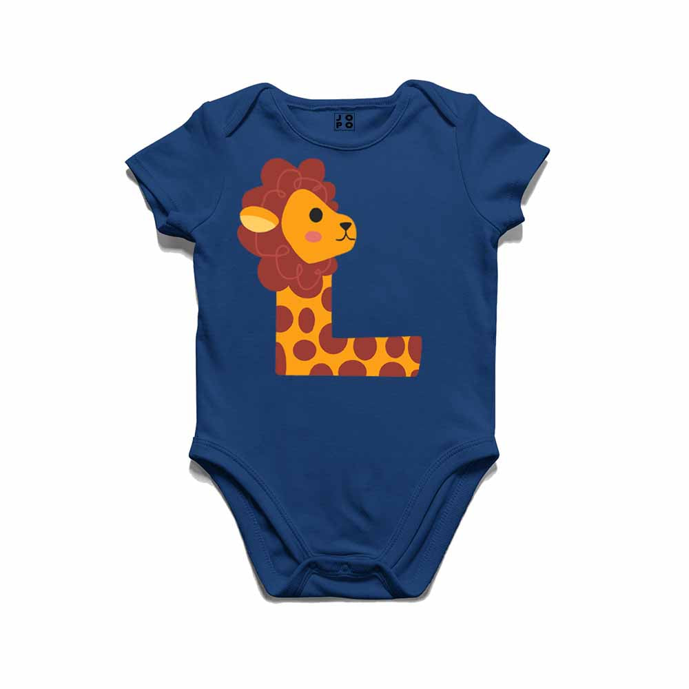 Kid's Alphabet L lion design Multicolor T-shirt/Romper