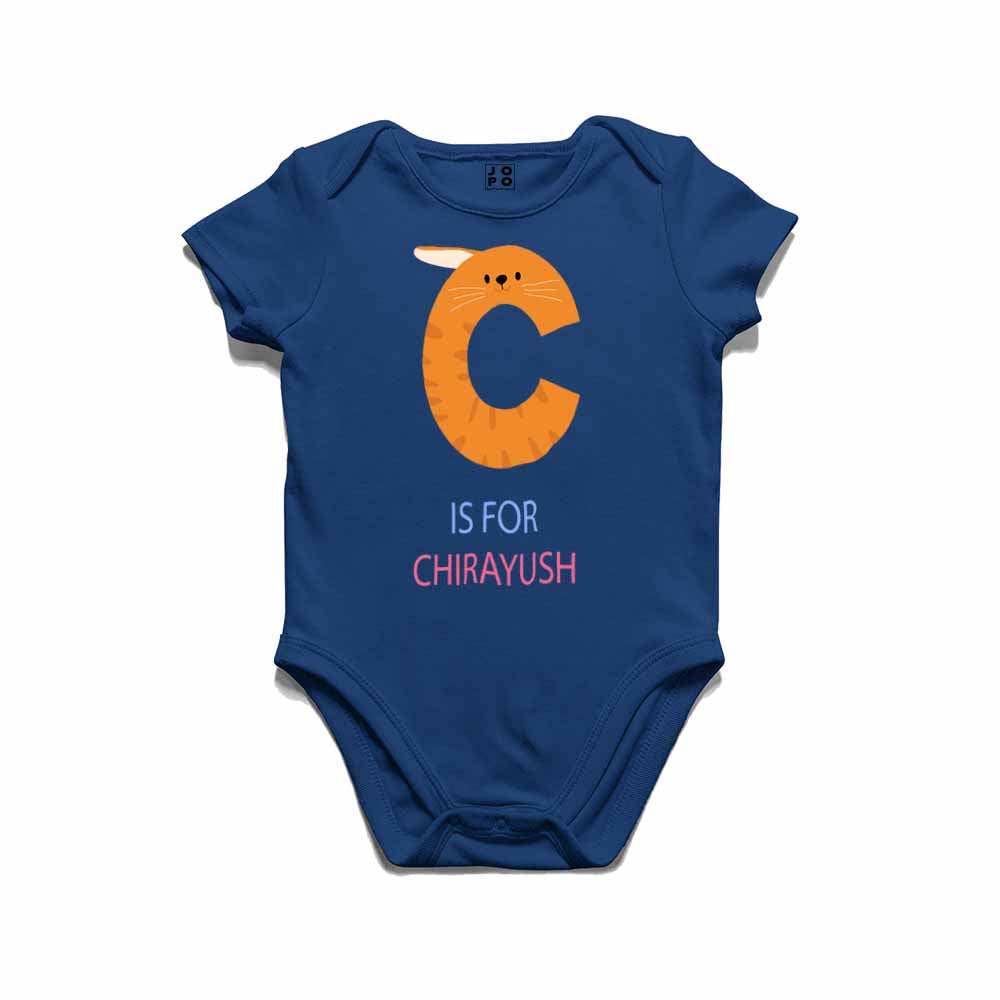 Kid's Alphabet 'C for Chirayush' name Multicolor T-shirt/Romper