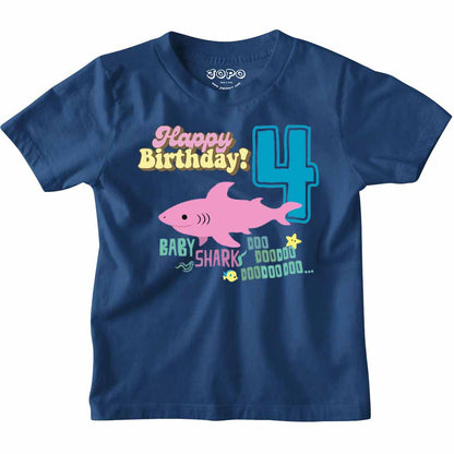 Shark Designed 4th Birthday kids T-shirt/Romper