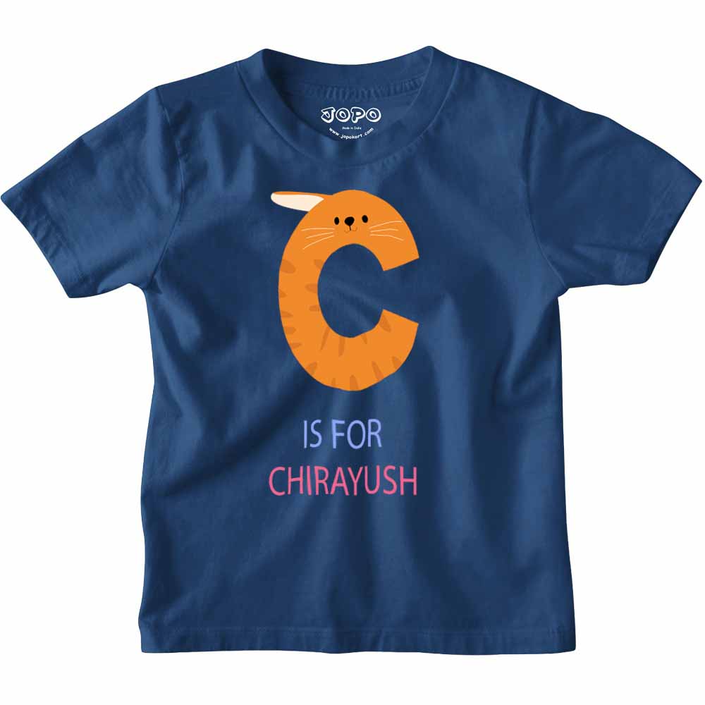 Kid's Alphabet 'C for Chirayush' name Multicolor T-shirt/Romper