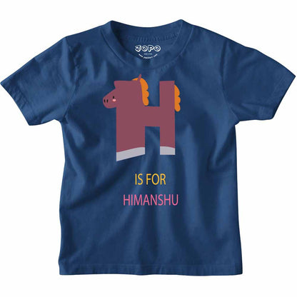 Kid's Alphabet 'H for Himanshu' name Multicolor T-shirt/Romper