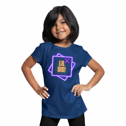 Lil Sis Neon box design Multicolor T-shirt/Romper