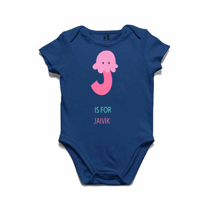 Kid's Alphabet 'J for Jaivik' name Multicolor T-shirt/Romper