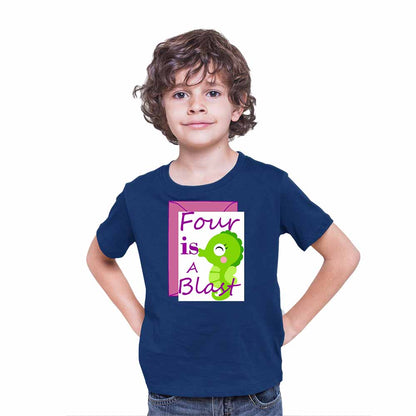 Seahorse designed 4rd Birthday Theme Kids T-shirt