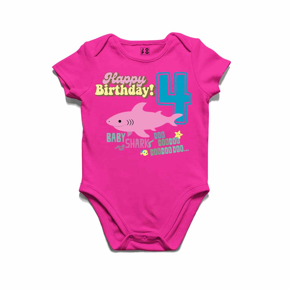 Shark Designed 4th Birthday kids T-shirt/Romper