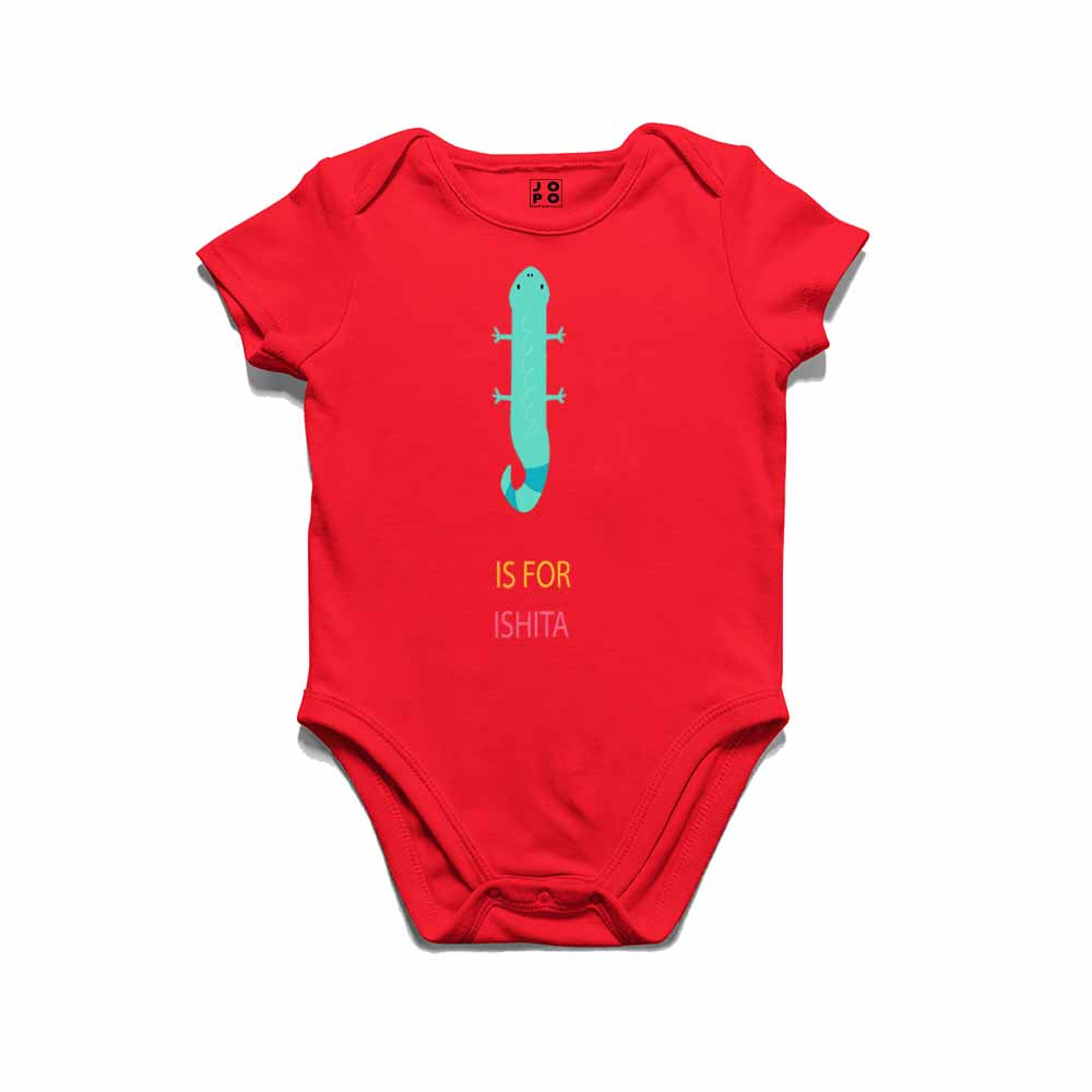 Kid's Alphabet 'I for Ishita' name Multicolor T-shirt/Romper