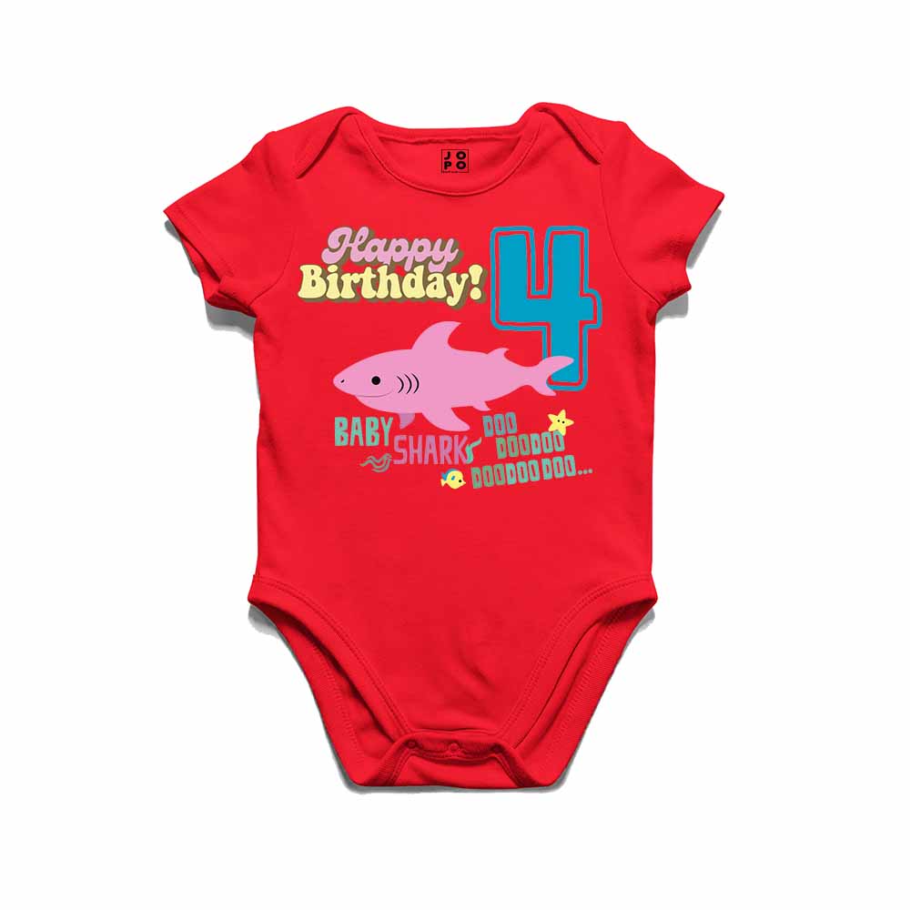 Shark Designed 4th Birthday kids T-shirt/Romper