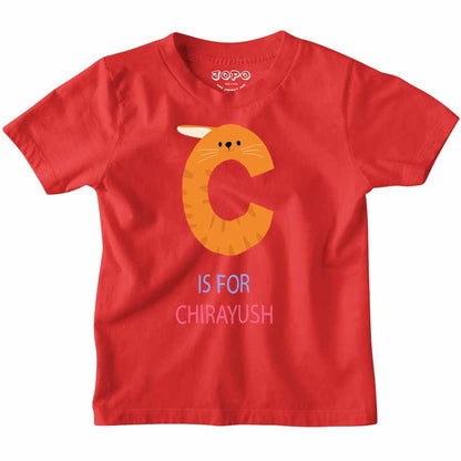 Kid's Alphabet 'C for Chirayush' name Multicolor T-shirt/Romper