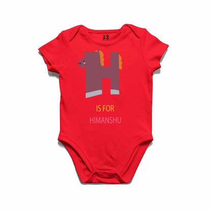 Kid's Alphabet 'H for Himanshu' name Multicolor T-shirt/Romper