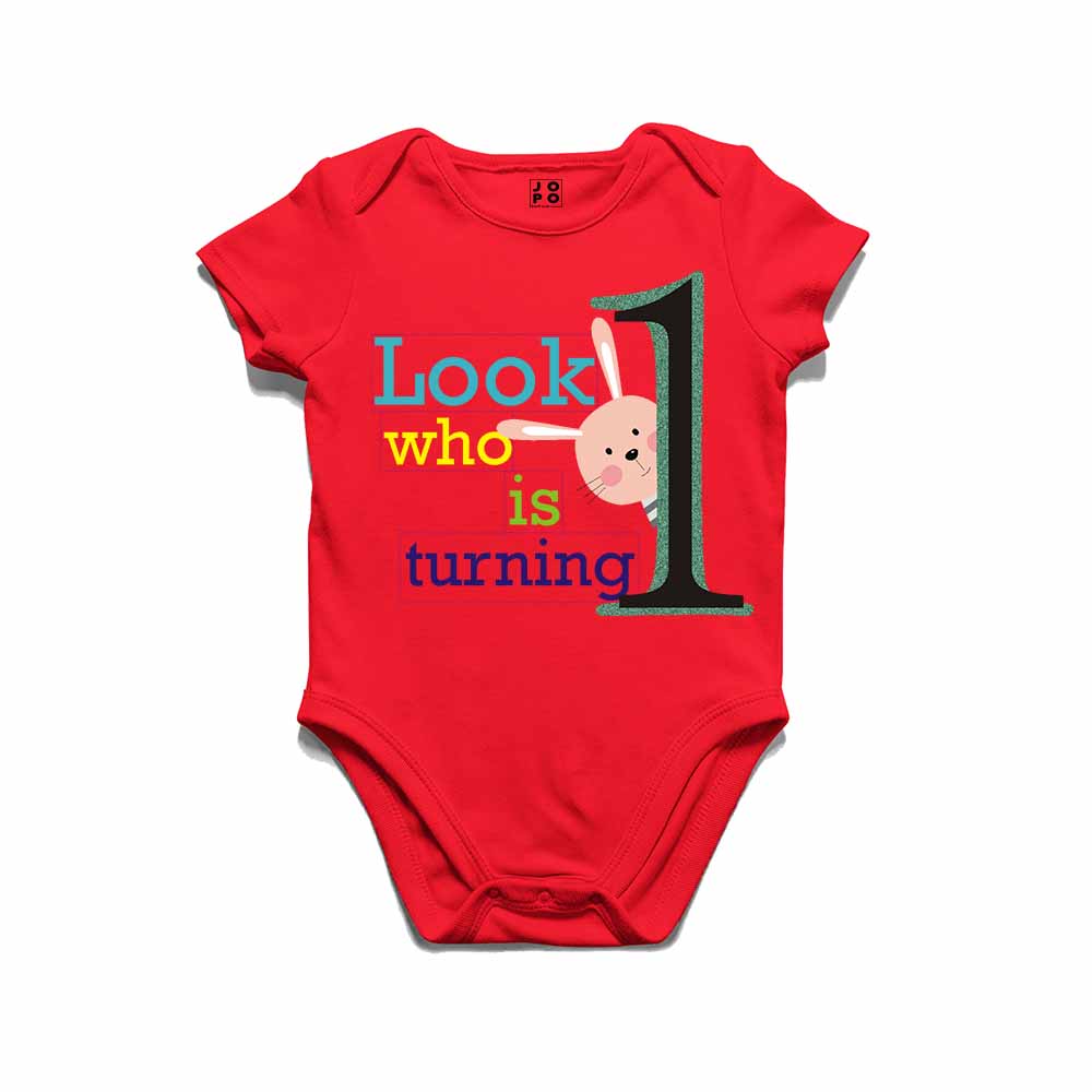 Look Who is Turning 1 Printed Design T-shirt/Romper