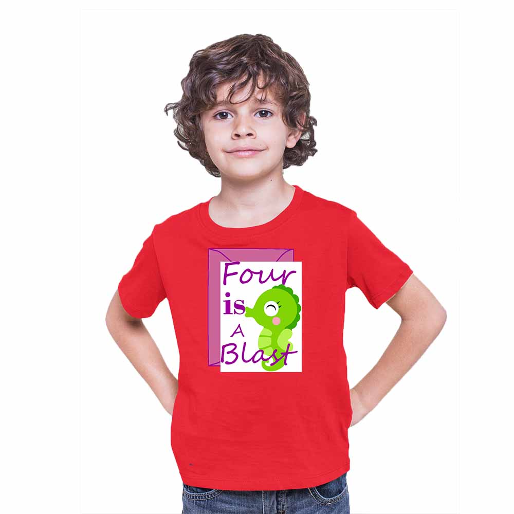 Seahorse designed 4rd Birthday Theme Kids T-shirt