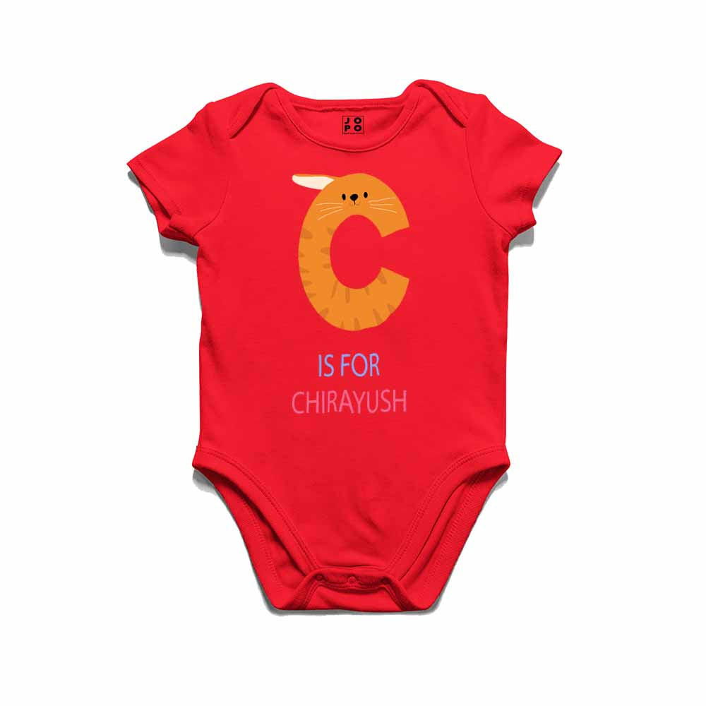 Kid's Alphabet 'C for Chirayush' name Multicolor T-shirt/Romper