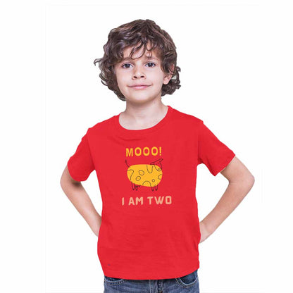 Mooo I Am Two Birthday Theme Kids T-shirt