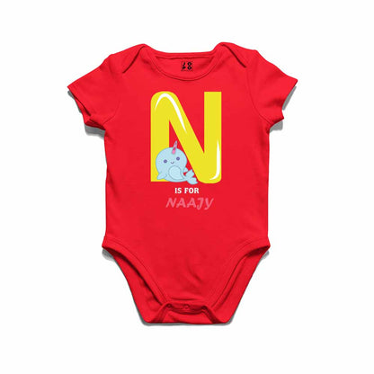 Kid's Alphabet 'N for Naajy' name Multicolor T-shirt/Romper