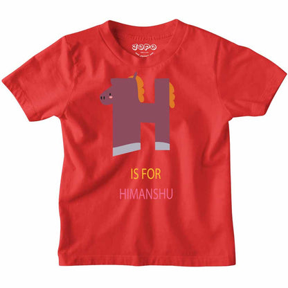 Kid's Alphabet 'H for Himanshu' name Multicolor T-shirt/Romper