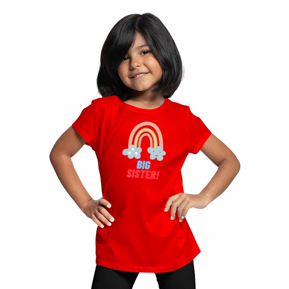 Rainbow Big Sister Printed Design T-Shirt