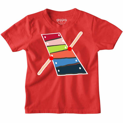 Kid's Alphabet X Xylophone Design Multicolor T-shirt/Romper