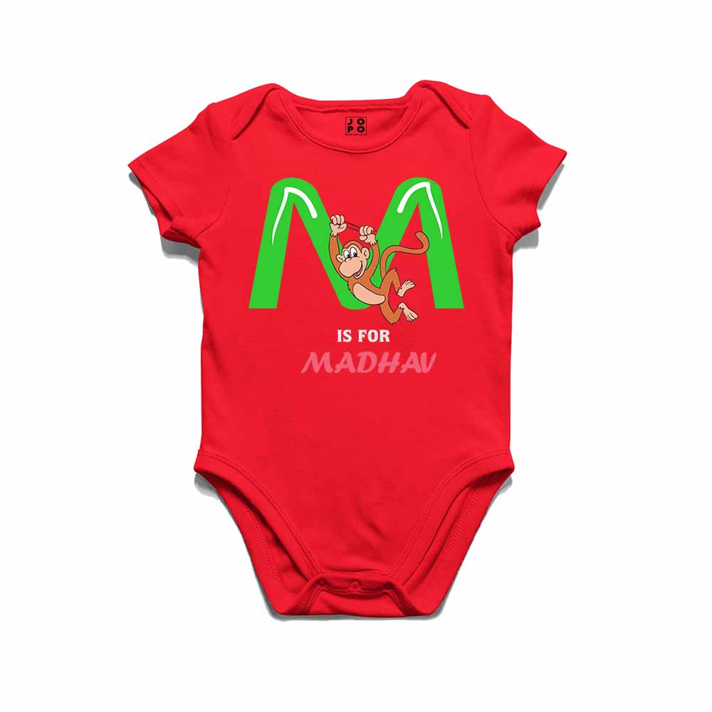 Kid's Alphabet 'M for Madhav' name Multicolor T-shirt/Romper