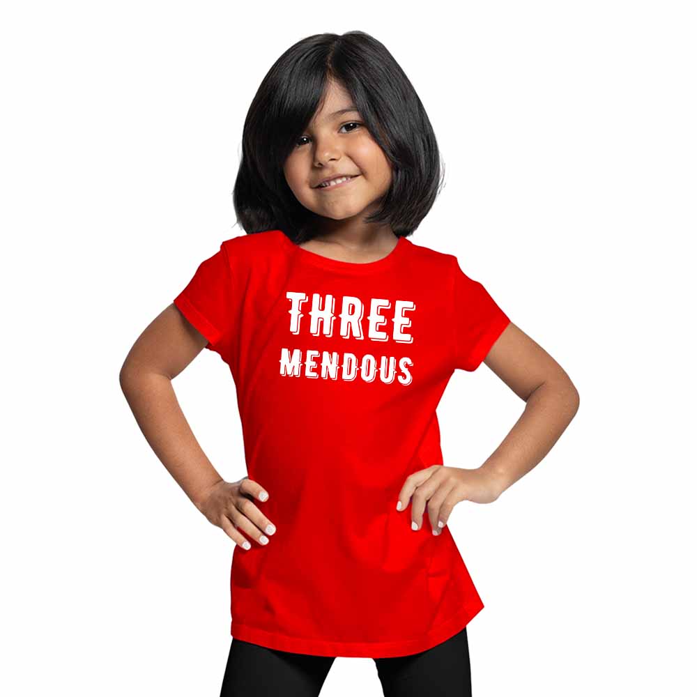 Three Mendous Birthday Theme Kids T-shirt