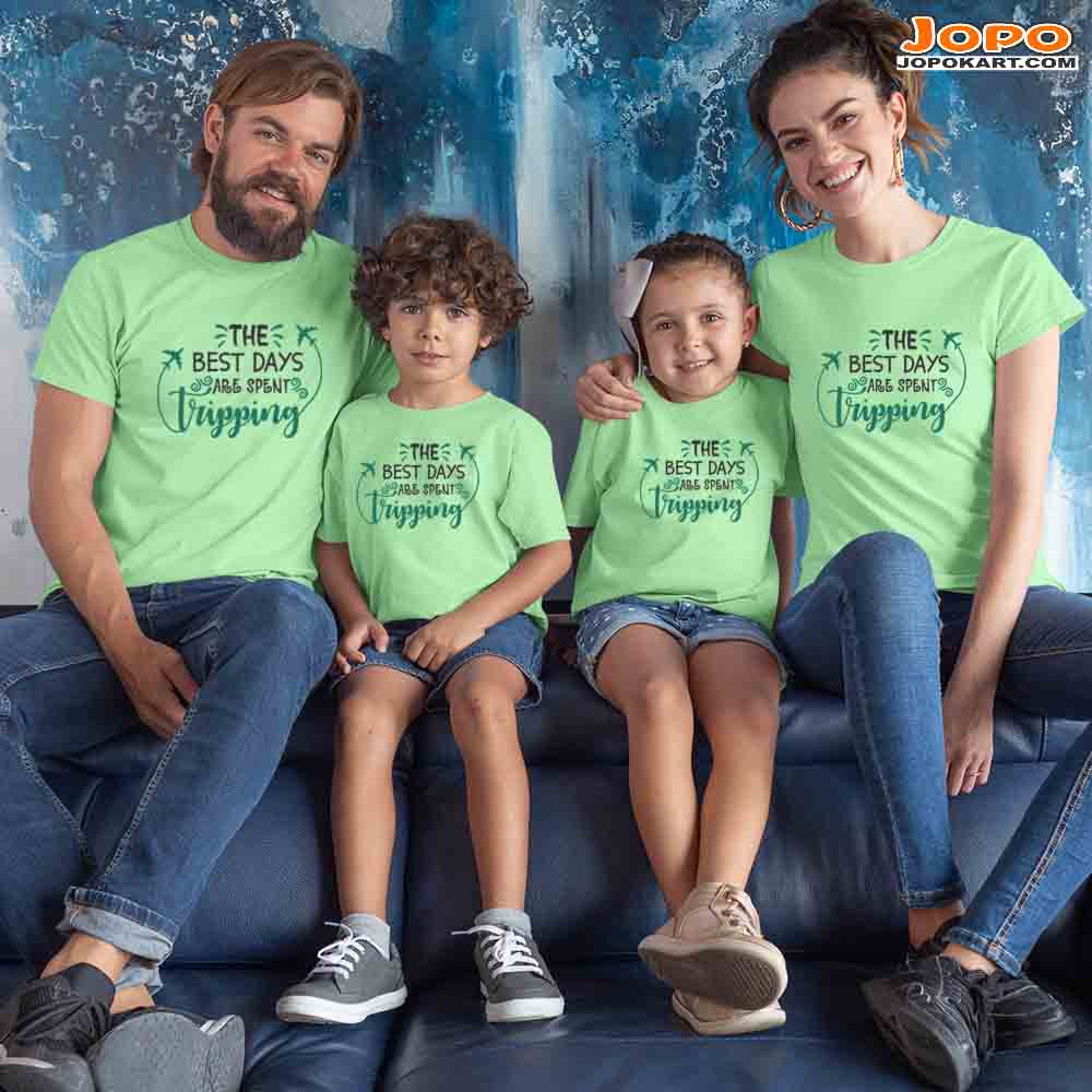 Best Days Tripping Family T-Shirts Set of 3 & 4 for Mom, Dad, Son, Daughter