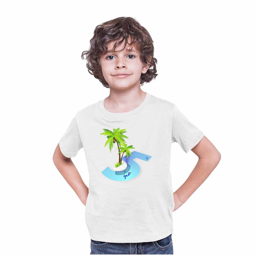 Beach Designed 5th Birthday Theme Kids T-shirt