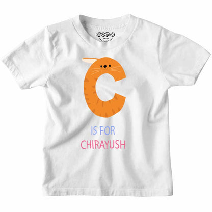 Kid's Alphabet 'C for Chirayush' name Multicolor T-shirt/Romper