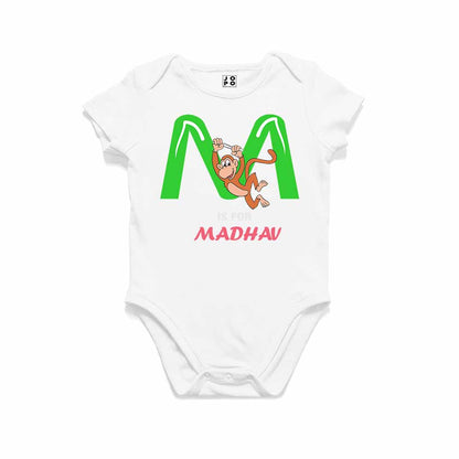 Kid's Alphabet 'M for Madhav' name Multicolor T-shirt/Romper