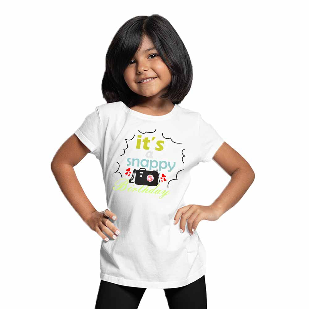 Snappy Camera Designed 5th Birthday Theme Kids T-shirt