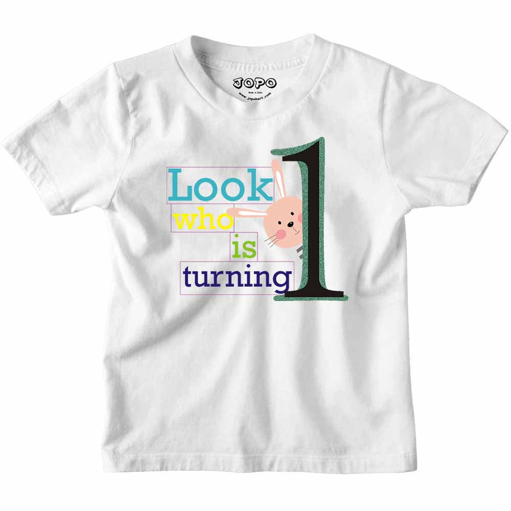 Look Who is Turning 1 Printed Design T-shirt/Romper