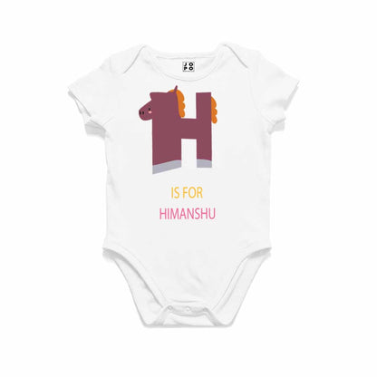 Kid's Alphabet 'H for Himanshu' name Multicolor T-shirt/Romper