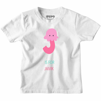 Kid's Alphabet 'J for Jaivik' name Multicolor T-shirt/Romper