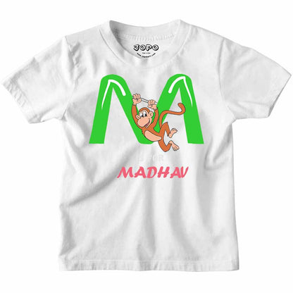 Kid's Alphabet 'M for Madhav' name Multicolor T-shirt/Romper