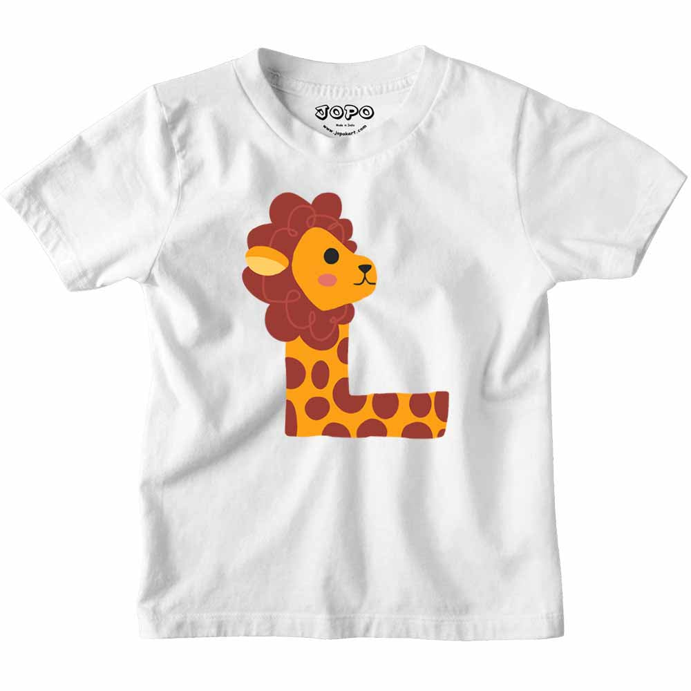 Kid's Alphabet L lion design Multicolor T-shirt/Romper