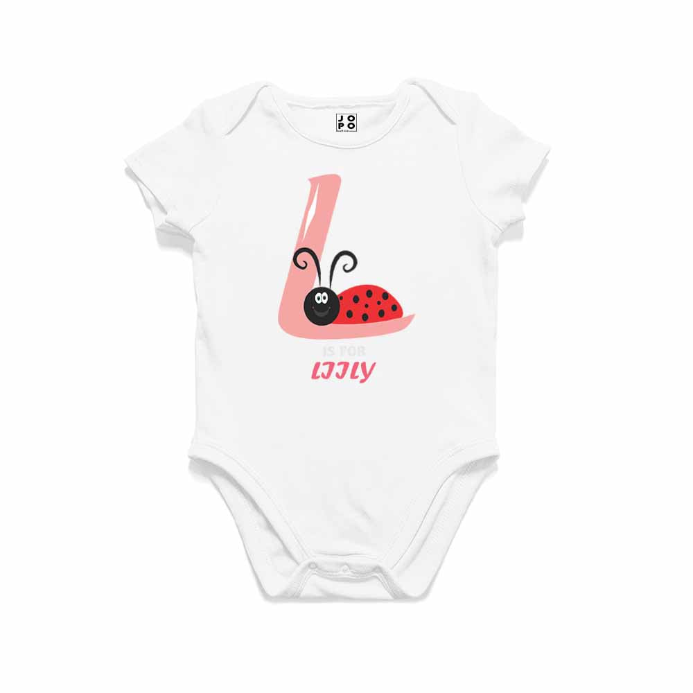 Kid's Alphabet 'L for Liily' name Multicolor T-shirt/Romper