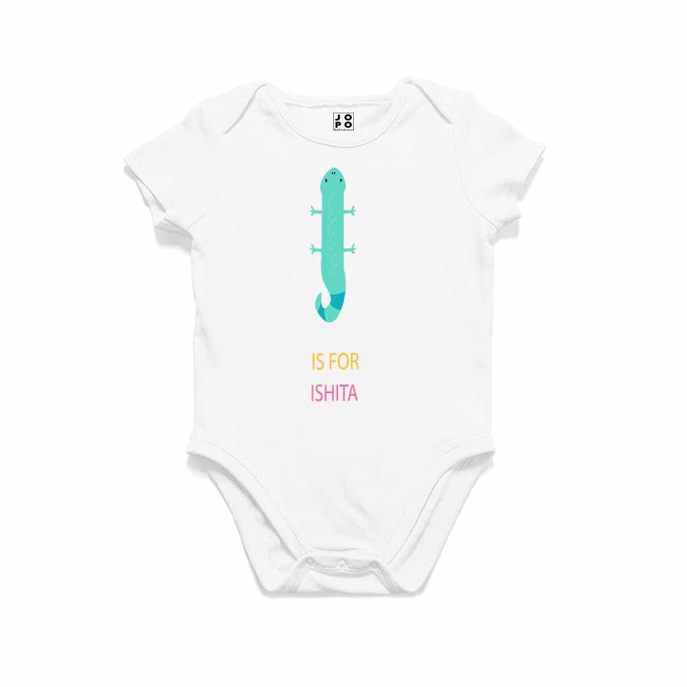 Kid's Alphabet 'I for Ishita' name Multicolor T-shirt/Romper