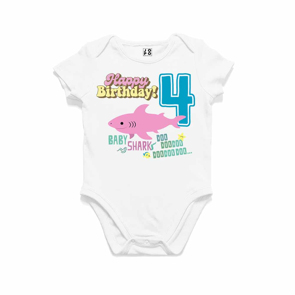 Shark Designed 4th Birthday kids T-shirt/Romper