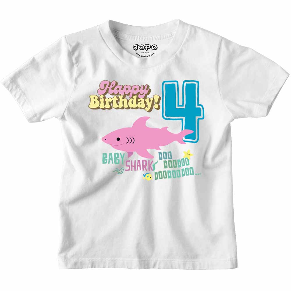 Shark Designed 4th Birthday kids T-shirt/Romper