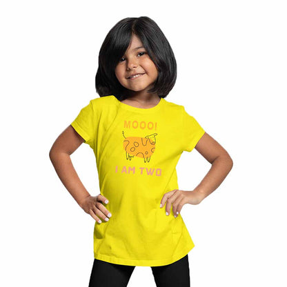 Mooo I Am Two Birthday Theme Kids T-shirt