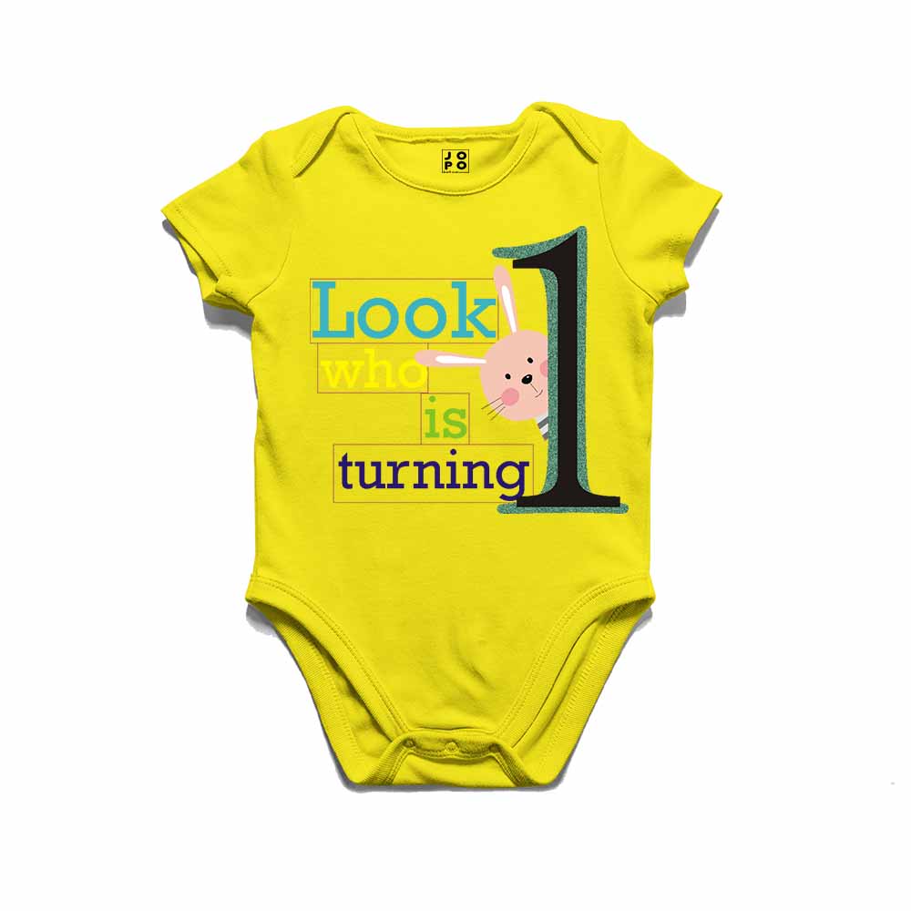 Look Who is Turning 1 Printed Design T-shirt/Romper