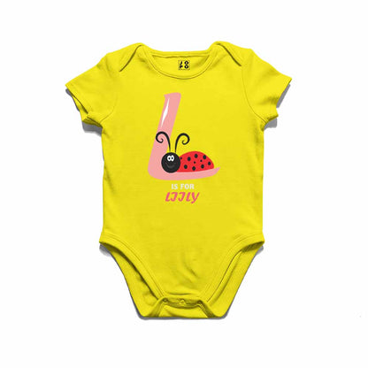 Kid's Alphabet 'L for Liily' name Multicolor T-shirt/Romper