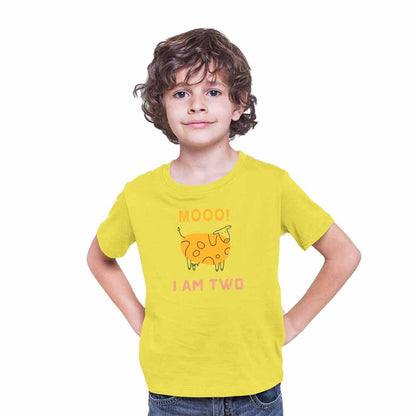 Mooo I Am Two Birthday Theme Kids T-shirt