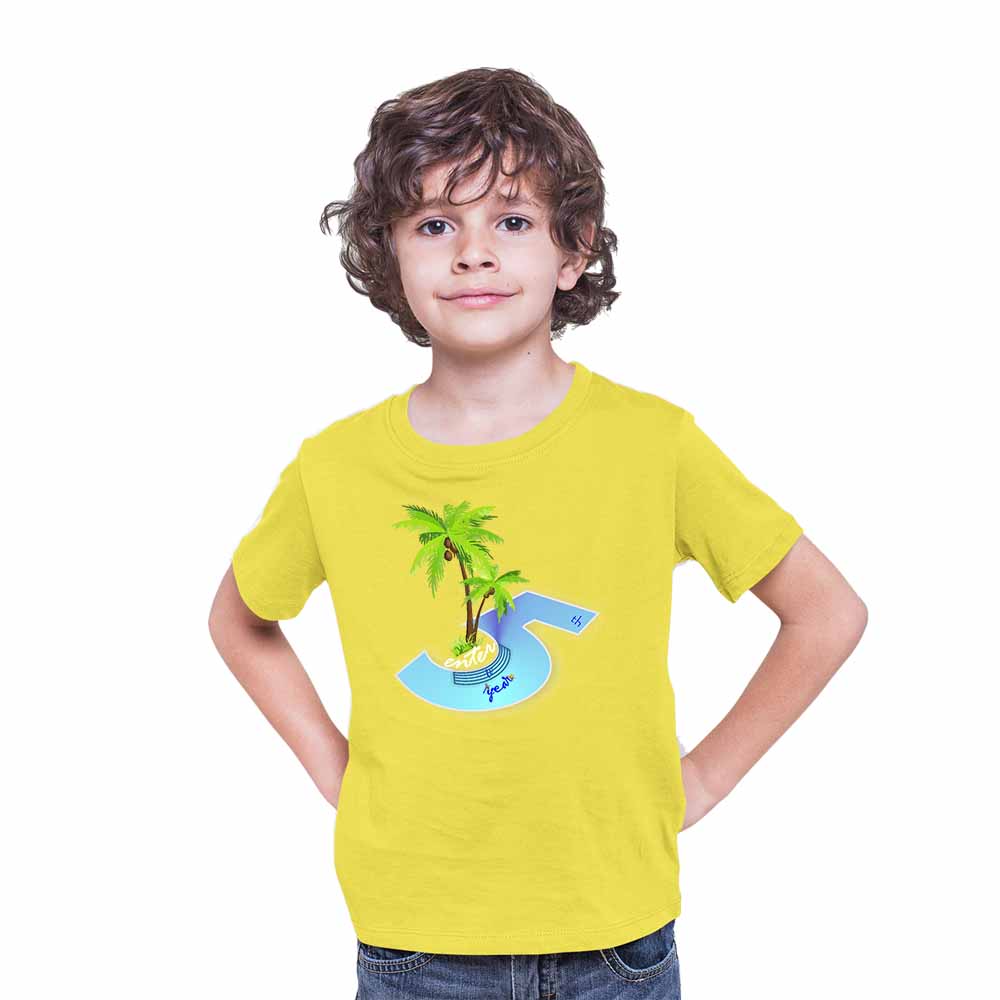 Beach Designed 5th Birthday Theme Kids T-shirt